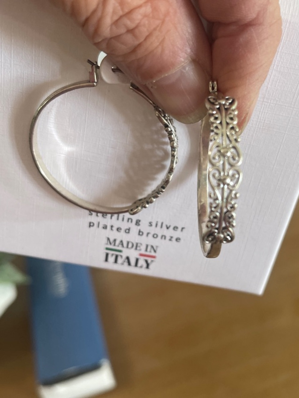 Sterling Silver Filigree Hoop Earrings - Made in Italy